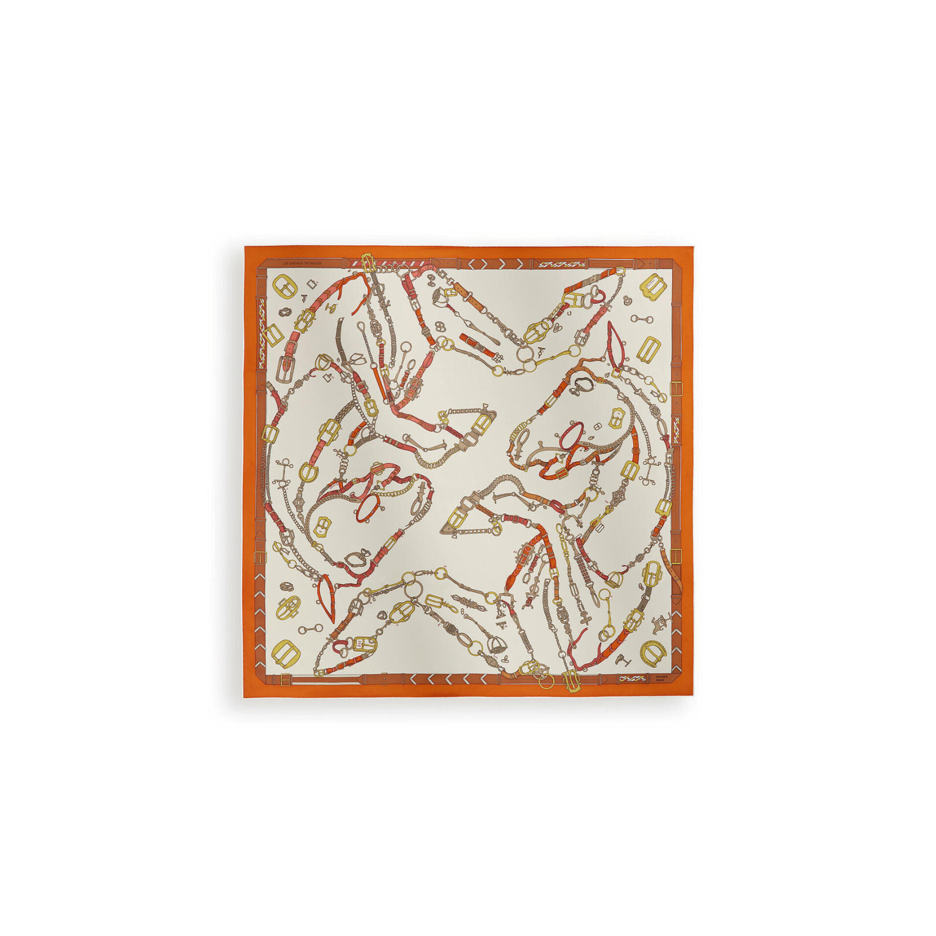HERMÈS LES CHEVAUX DECHAINES SCARF 90 H004096S (88.5*88.5cm)